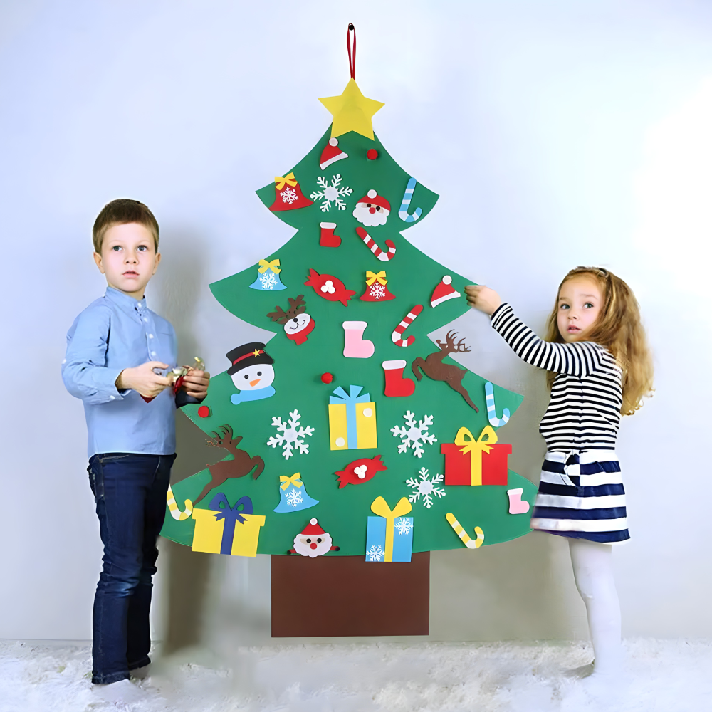 Novogodisnja jelka od filca za zid sa 26 ukrasa koji se lepe - rs-mangoshop.com