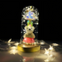 Romanticna LED lampa sa galaxy ruzom i medom u staklenom zvonu - rs-mangoshop.com